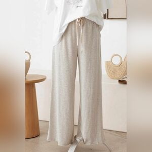 Plus Size Ribbed Self Tie Pants
